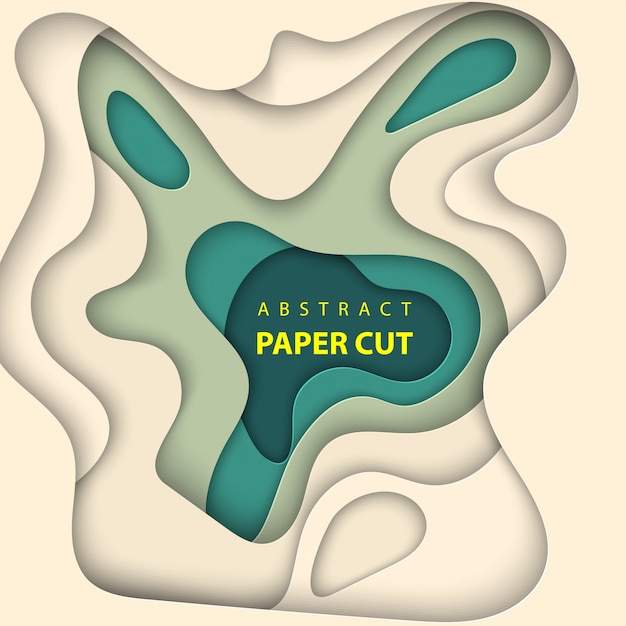 Vector fondo con corte de papel colores beige y verde.