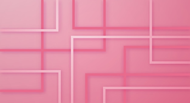 Fondo de corte de papel de líneas de rayas cuadradas geométricas 3D abstractas con colores de luz rosa realistas
