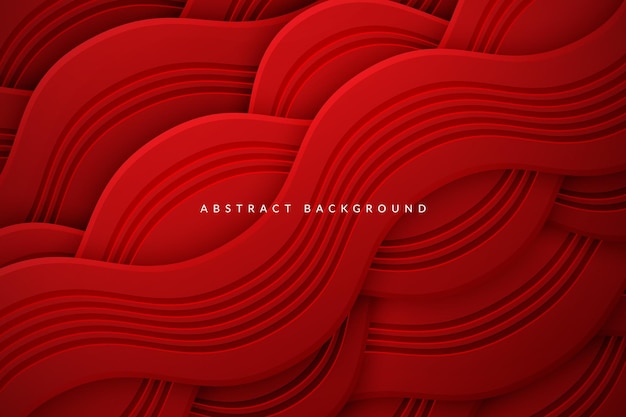 Fondo de corte de papel rojo con forma de onda abstracta texturizada con patrón grabado