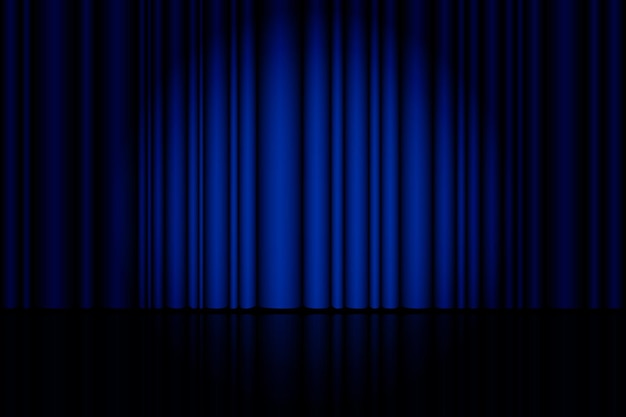 Fondo de cortina azul Reflector en la cortina del escenario Cortinas teatrales Fondo de terciopelo ondulado Ilustración vectorial