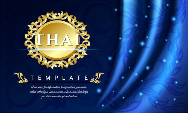 Fondo de cortinas azules, concepto tradicional tailandés Las artes de Tailandia.
