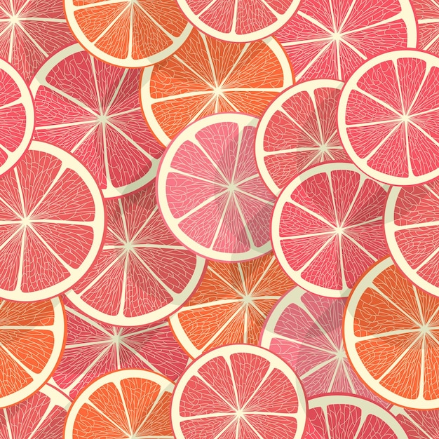 Vector fondo sin costura de cítricos pomelo