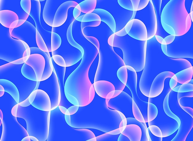 Fondo sin costura de neón en estilo trippy Fondo vectorial de formas redondeadas que se estiran