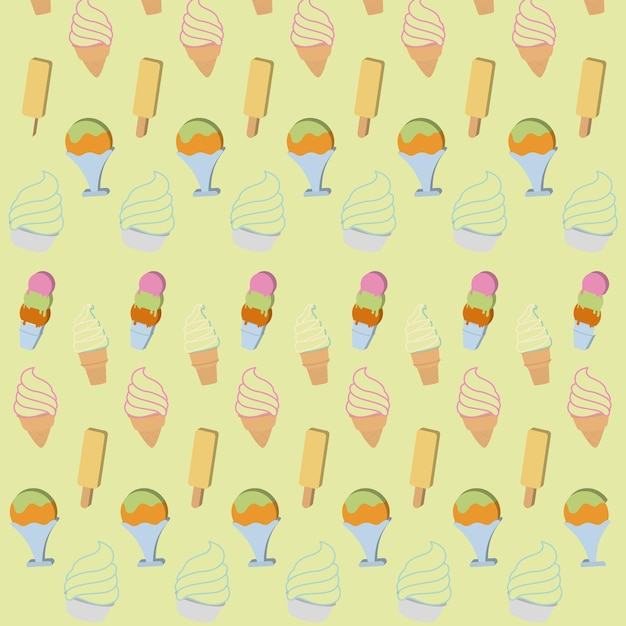 Fondo sin costuras de color con íconos de helado Vector