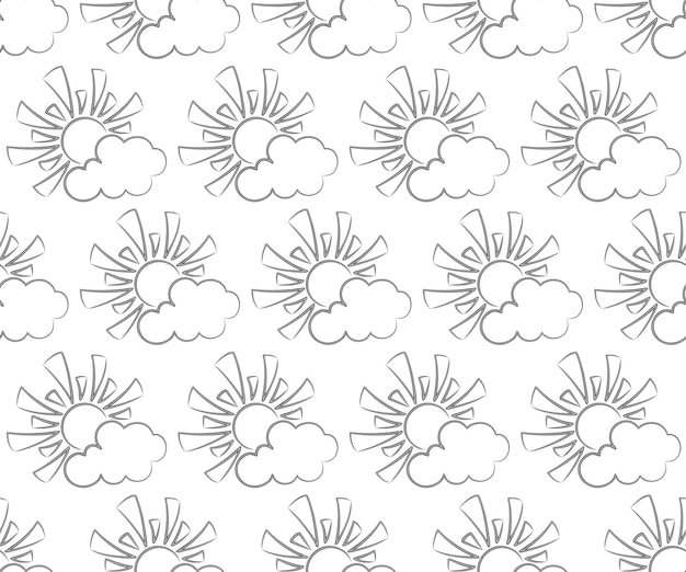 Fondo sin costuras con dibujo de sol y nube