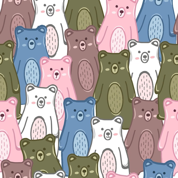 El fondo sin costuras de los dibujos animados de osos de peluche