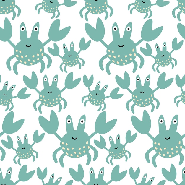 fondo sin costuras con dibujos marinos de cangrejos bebés divertidos