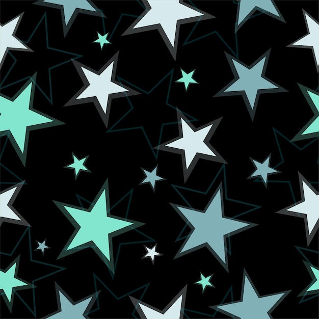 Fondo sin costuras con estrellas de neón brillantes