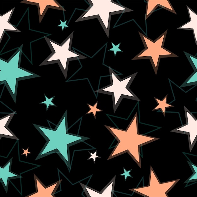 Fondo sin costuras con estrellas de neón brillantes
