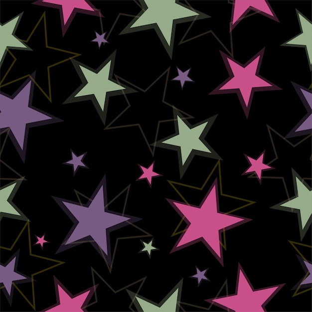 Fondo sin costuras con estrellas de neón brillantes