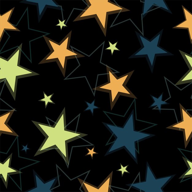 Fondo sin costuras con estrellas de neón brillantes