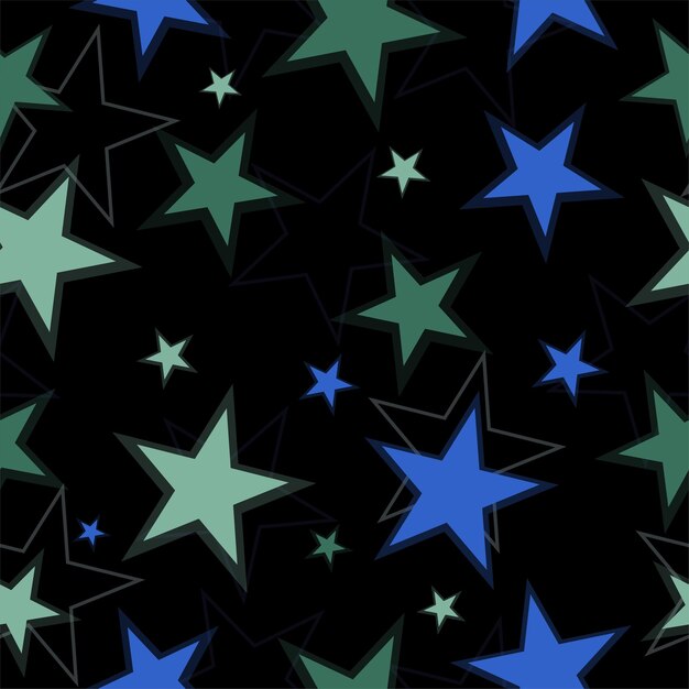 Fondo sin costuras con estrellas de neón brillantes
