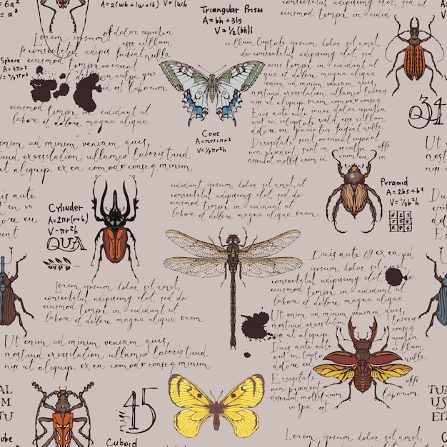 fondo sin costuras con insectos