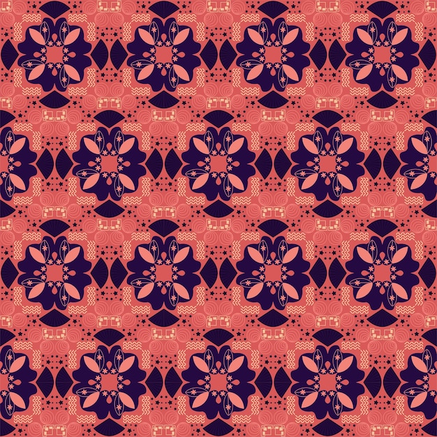 Fondo sin costuras Jardín retro Naturaleza Floral aborigen Damasco Arte de patrones tradicionales