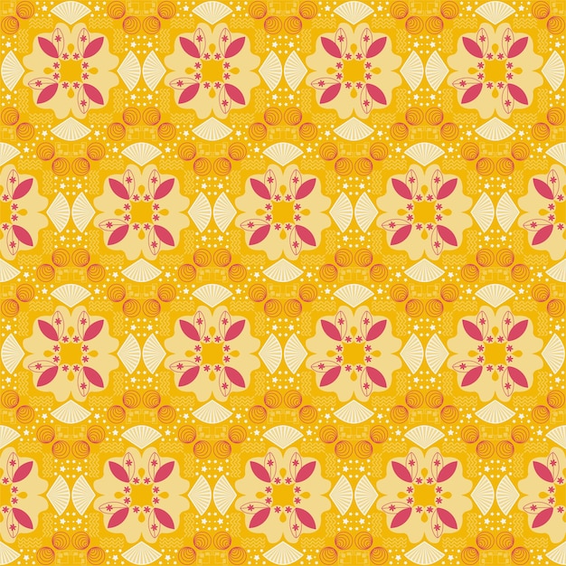 Fondo sin costuras Jardín retro Naturaleza Floral aborigen Damasco Arte de patrones tradicionales