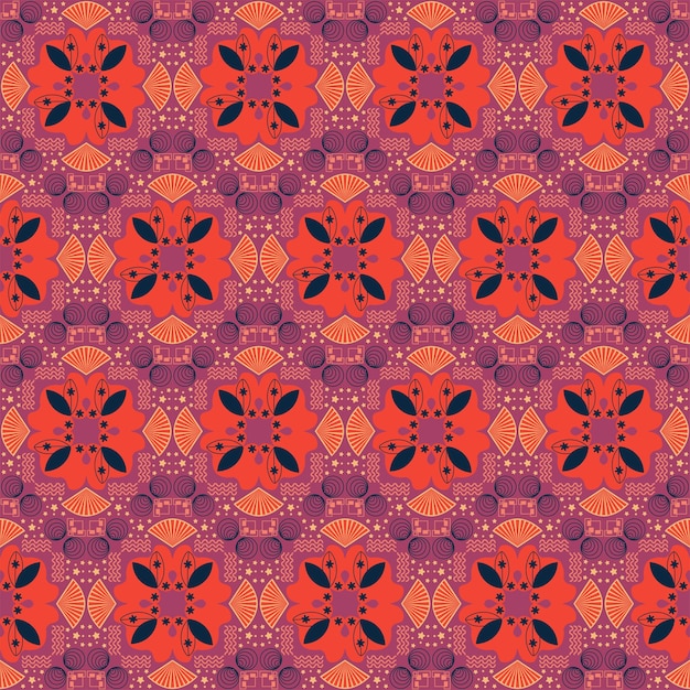 Fondo sin costuras Jardín retro Naturaleza Floral aborigen Damasco Arte de patrones tradicionales