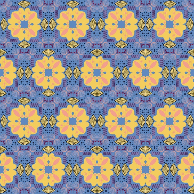 Fondo sin costuras Jardín retro Naturaleza Floral aborigen Damasco Arte de patrones tradicionales