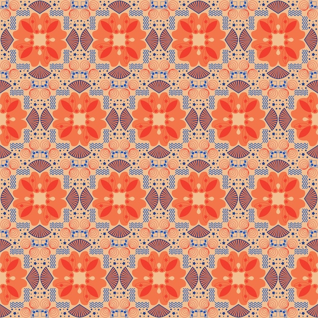 Fondo sin costuras Jardín retro Naturaleza Floral aborigen Damasco Arte de patrones tradicionales