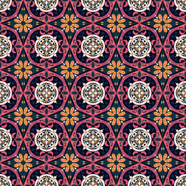 Fondo sin costuras Jardín retro Naturaleza Floral aborigen Damasco Arte de patrones tradicionales