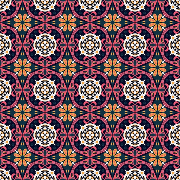 Vector fondo sin costuras jardín retro naturaleza floral aborigen damasco arte de patrones tradicionales