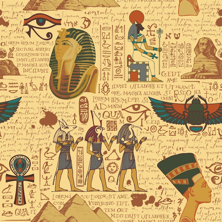 Vector fondo sin costuras sobre el tema del antiguo egipto