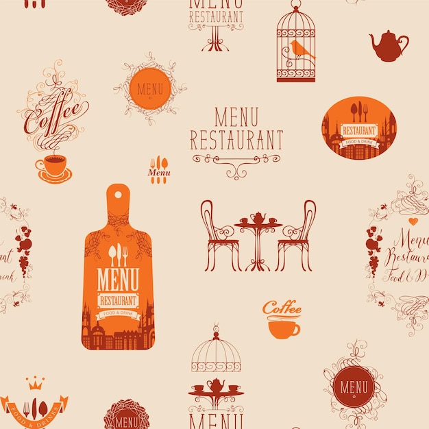 Vector fondo sin costuras en el tema del restaurante