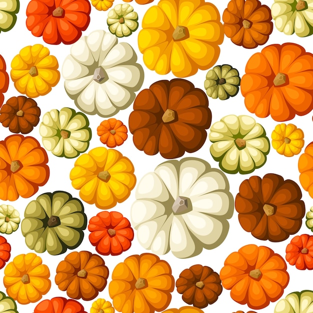 Vector fondo sin costuras con varias calabazas