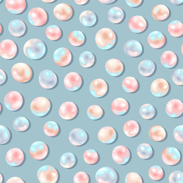 Fondo sin costuras vectorial de perlas azules y rosas
