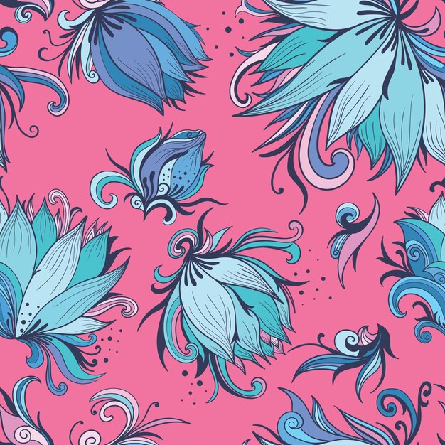 Fondo creativo sin costuras con flores ornamentales en forma de lirio