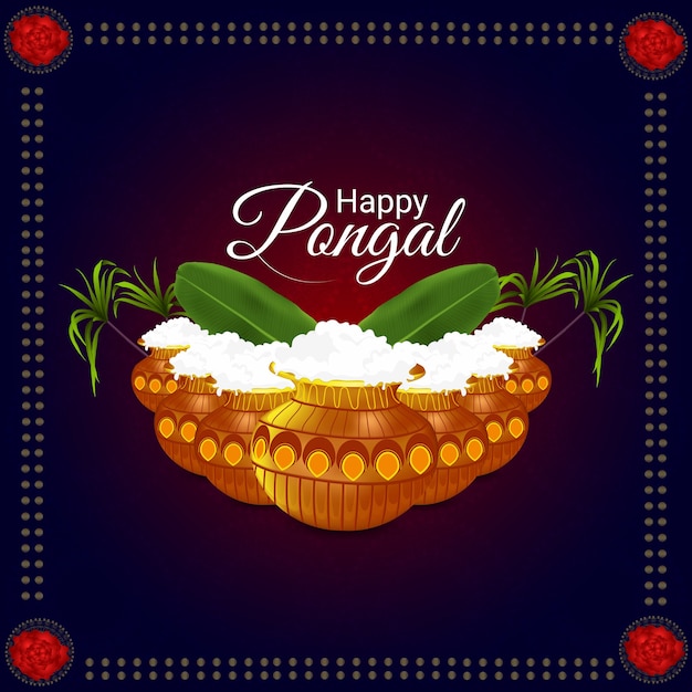 Fondo creativo para el feliz festival pongal de tamil nadu, sur de la india