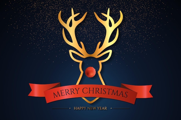 Fondo creativo de Feliz Navidad con un vector de diseño de renos de Navidad