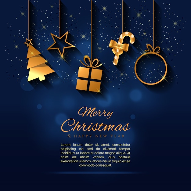 Fondo creativo de navidad con un vector de elementos de oro