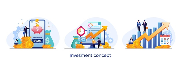 Fondo de crecimiento del concepto de inversión vector de ilustración de diseño plano de depósito comercial financiero y contable