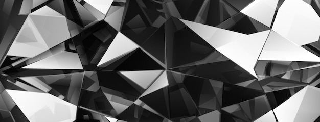 Fondo de cristal abstracto en colores negros con refracción de luz y reflejos en las facetas