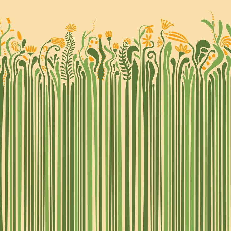 Vector fondo cuadrado floral abstracto con flores con un tallo largo y espacio de copia para el estandarte