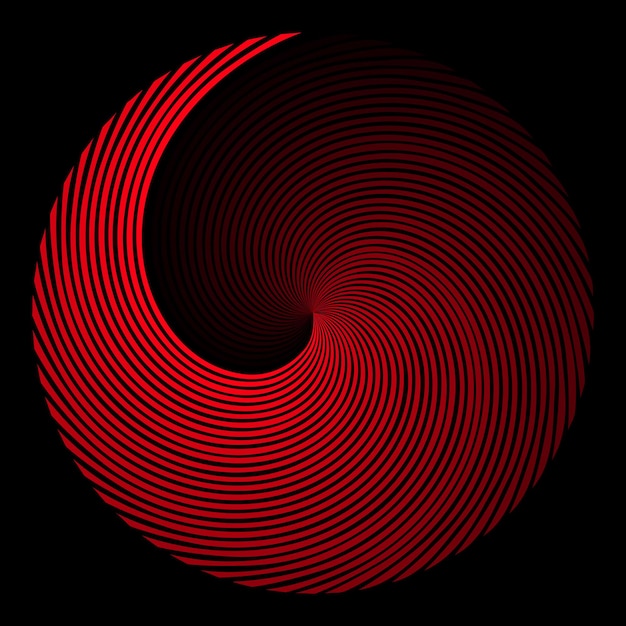 Fondo cuadrado en forma de espiral roja sobre fondo negro