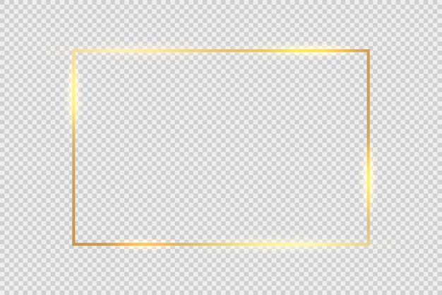 Fondo cuadrado de marco dorado Línea de marco dorado con diseño de efecto gráfico mágico de destello de luz