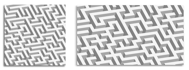 Fondo cuadrado y rectangular con laberinto 3D brillante para afiche o pancarta de protector de pantalla de escritorio Salida de una situación de crisis difícil Vector