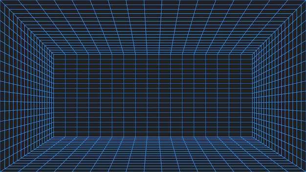 Fondo de cuadrícula azul en perspectiva 3D creando un efecto visual futurista e inspirado en la tecnología Ideal para presentaciones digitales de tecnología y diseños de realidad virtual