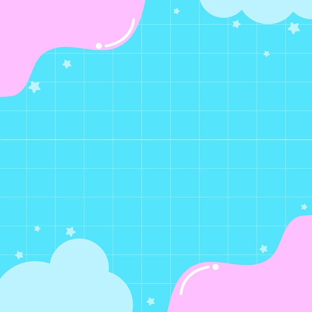 fondo de cuadrícula vectorial con nubes y estrellas