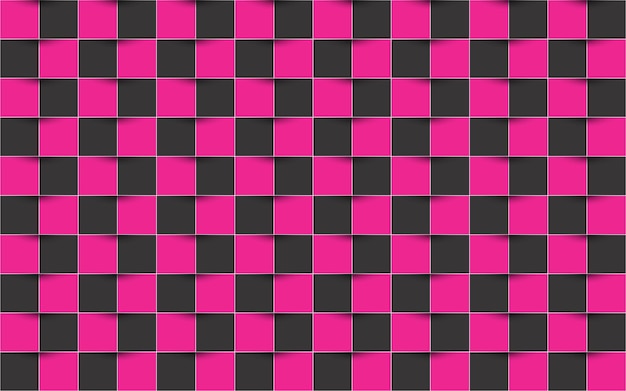 Fondo a cuadros negro y rosa textura cuadrada vectorial abstracta