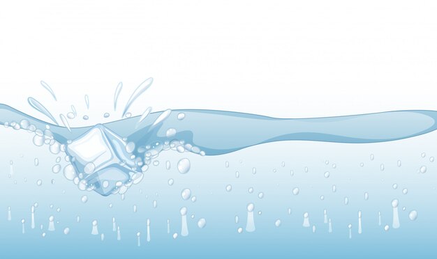Fondo con cubitos de hielo chapoteando en el agua