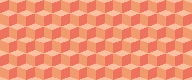 Fondo del cubo 3D isométrico gráfico vectorial moderno de color melocotón rombo cúbico sin costuras