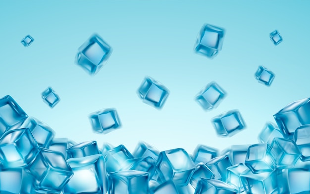 Fondo de cubos de hielo en estilo realista