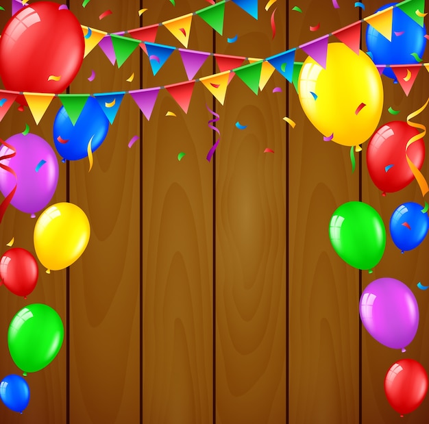 Vector fondo de cumpleaños con globos voladores