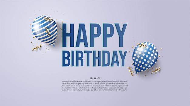 Fondo de cumpleaños con ilustraciones de dos globos azules 3d.