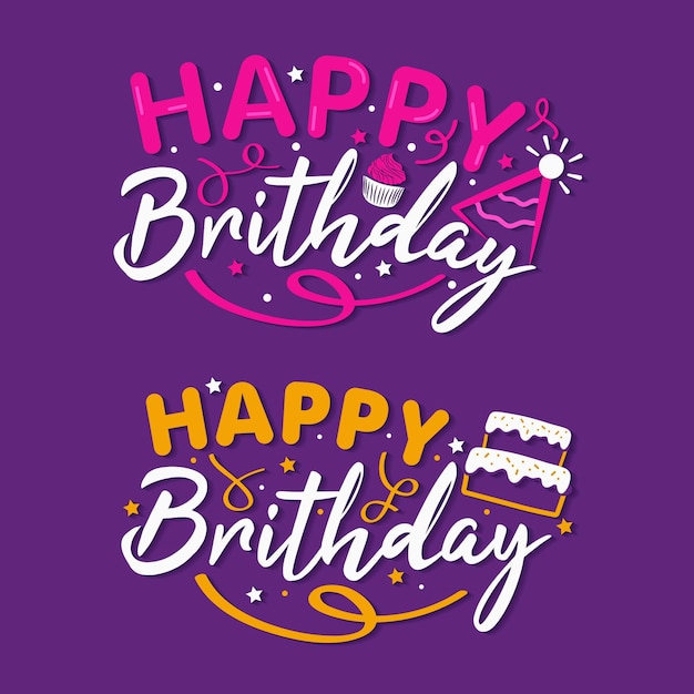 Fondo de cumpleaños púrpura con tipografía Vector Illustration