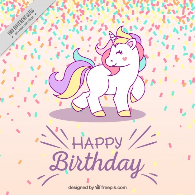 Fondo de cumpleaños con unicornio