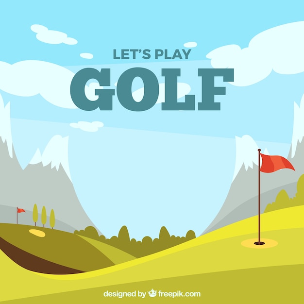 Fondo de curso de golf en estilo plano