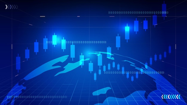 Fondo de datos de la curva del mercado de valores financieros y financieros del cielo cósmico amanecer de la Tierra